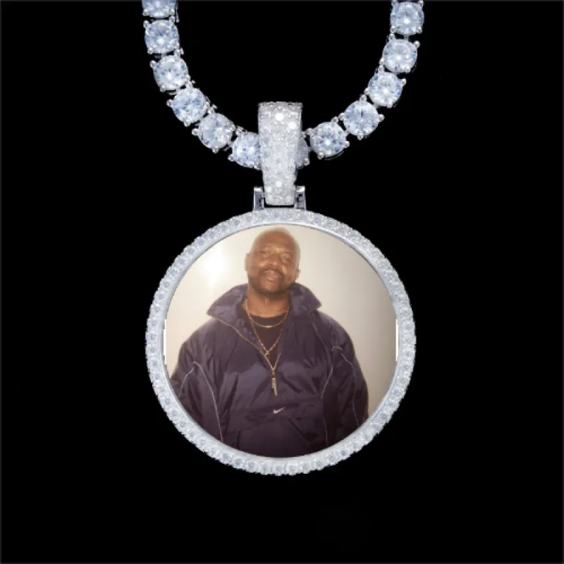 925S & VVS Moissanite 3D Circle Custom Picture Pendant sold by The GUU Shop
