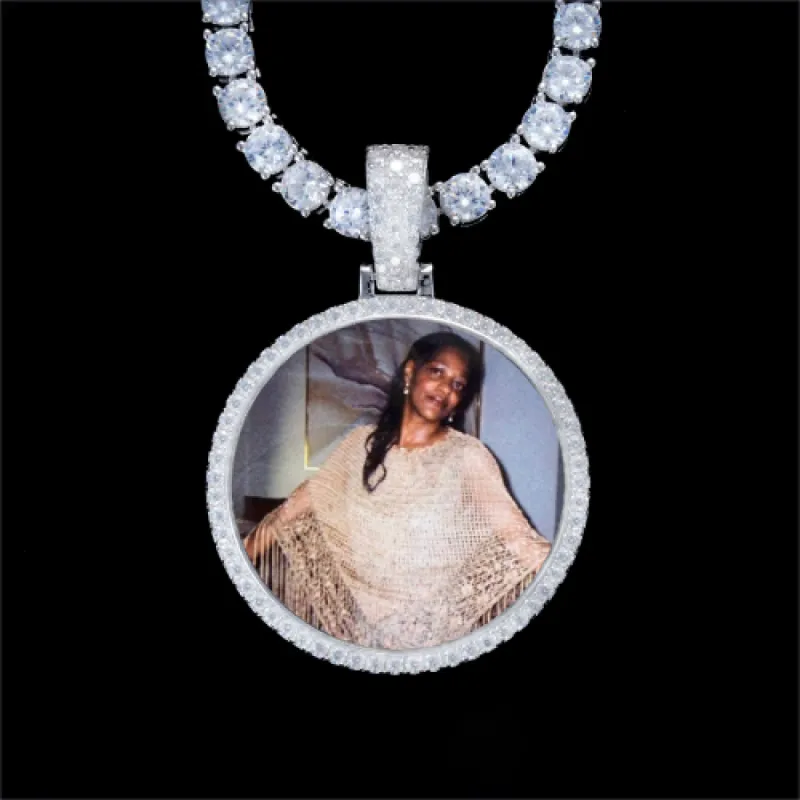 925S & VVS Moissanite 3D Circle Custom Picture Pendant sold by The GUU Shop