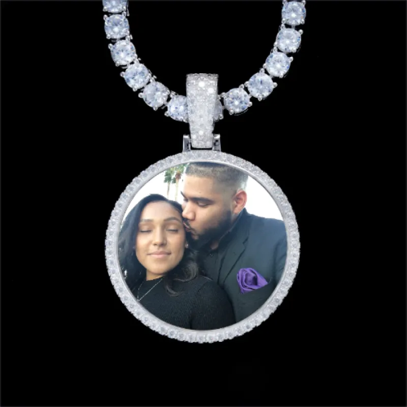 925S & VVS Moissanite 3D Circle Custom Picture Pendant sold by The GUU Shop