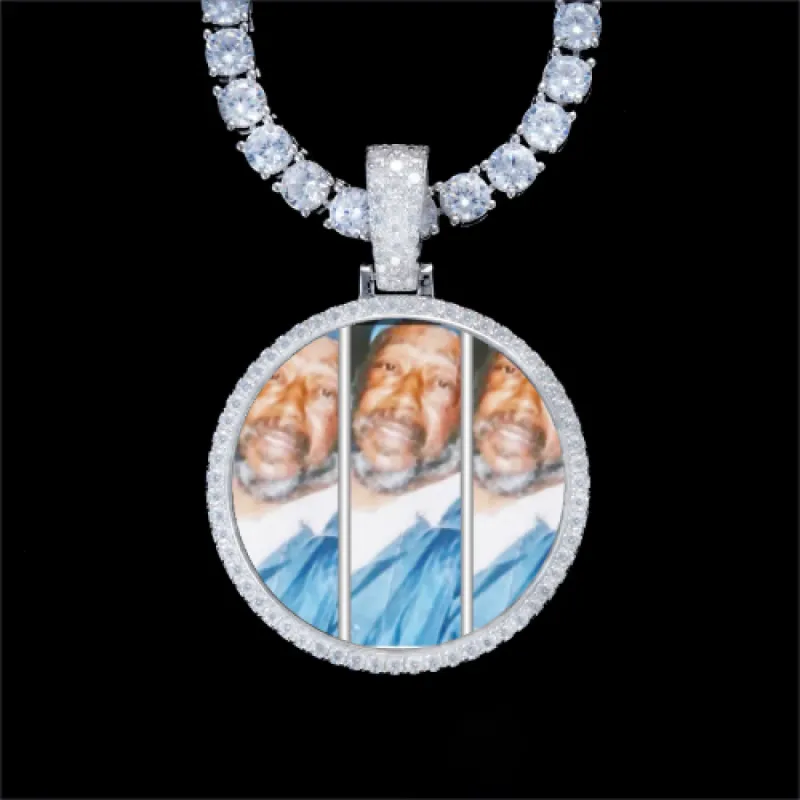 925S & VVS Moissanite 3D Circle Custom Picture Pendant sold by The GUU Shop