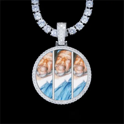 925S & VVS Moissanite 3D Circle Custom Picture Pendant sold by The GUU Shop