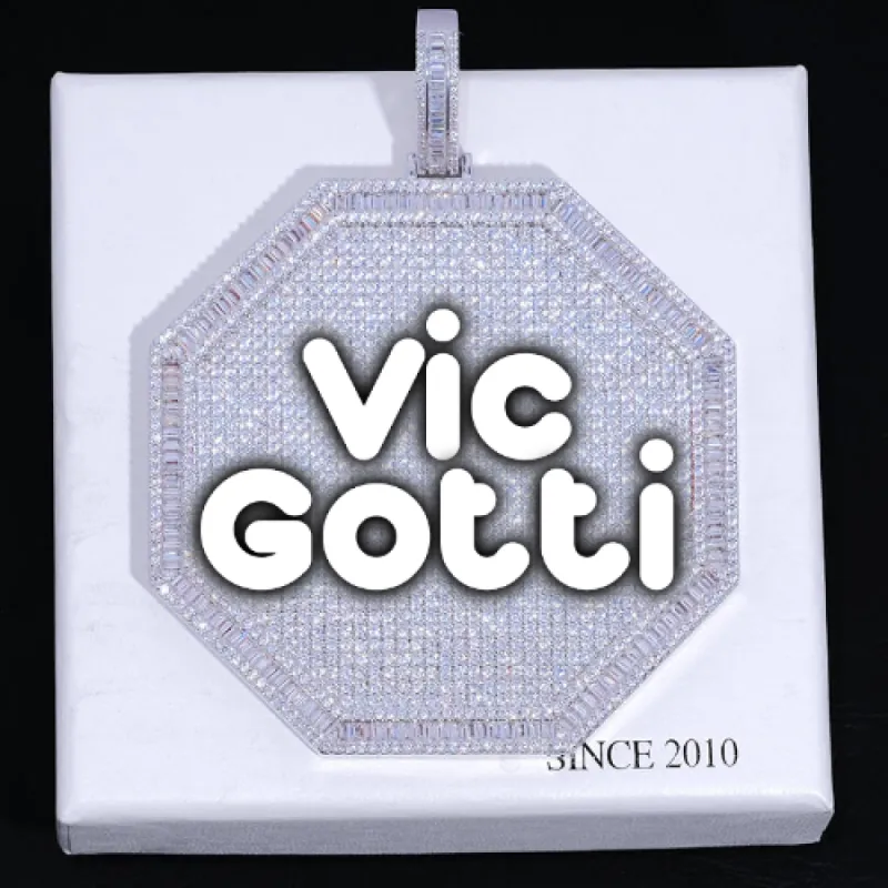 CUSTOM LETTER NECKLACE 3D BIG OCTAGON sold by The GUU Shop