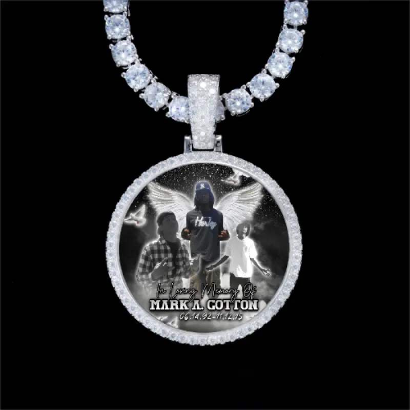 925S & VVS Moissanite 3D Circle Custom Picture Pendant sold by The GUU Shop