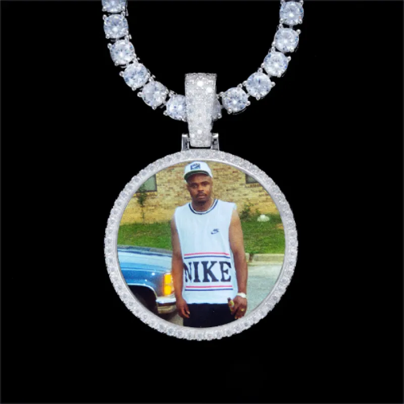 925S & VVS Moissanite 3D Circle Custom Picture Pendant sold by The GUU Shop