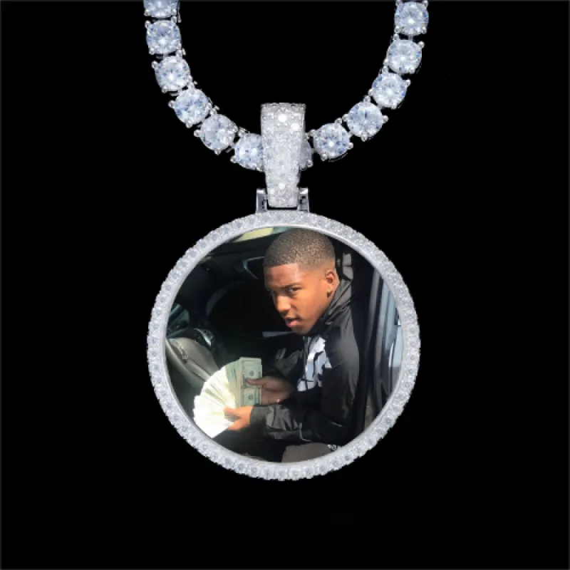 925S & VVS Moissanite 3D Circle Custom Picture Pendant sold by The GUU Shop