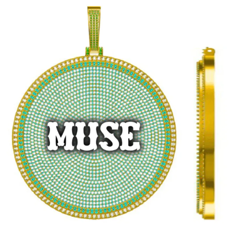 CUSTOM LETTER NECKLACE 3D BIG DISC sold by The GUU Shop