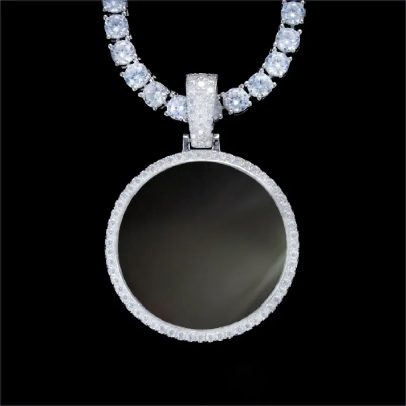 925S & VVS Moissanite 3D Circle Custom Picture Pendant sold by The GUU Shop