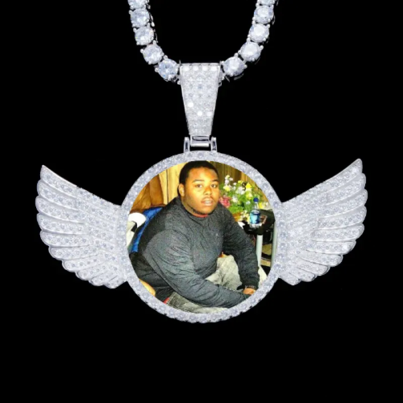 925S & VVS Moissanite 3D Wing Custom Picture Pendant sold by The GUU Shop