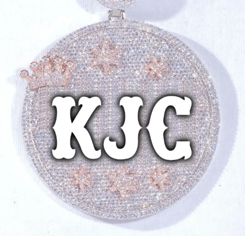 CUSTOM LETTER NECKLACE 3D BIG CROWN DISC sold by The GUU Shop