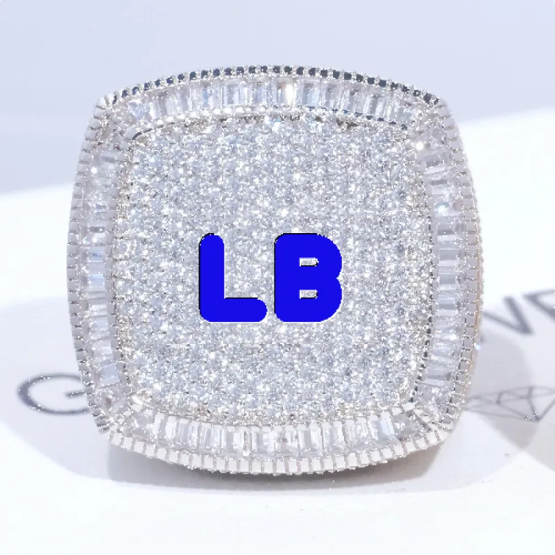 CUSTOM LETTER 3D ICED RING sold by The GUU Shop