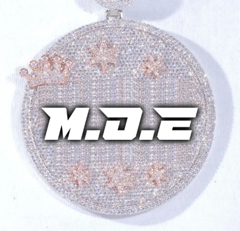 CUSTOM LETTER NECKLACE 3D BIG CROWN DISC sold by The GUU Shop