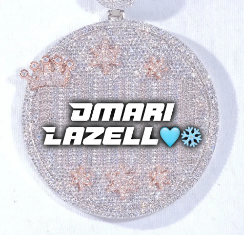 CUSTOM LETTER NECKLACE 3D BIG CROWN DISC sold by The GUU Shop