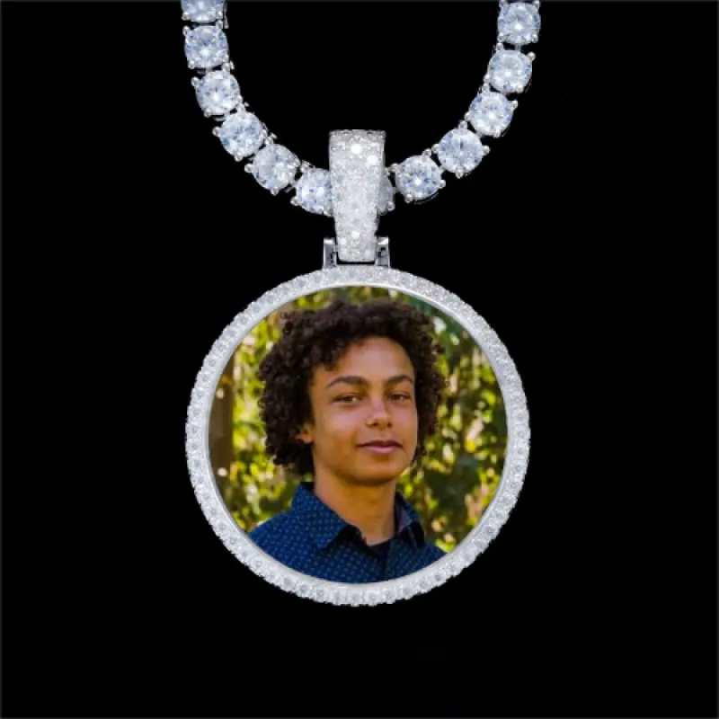 925S & VVS Moissanite 3D Circle Custom Picture Pendant sold by The GUU Shop