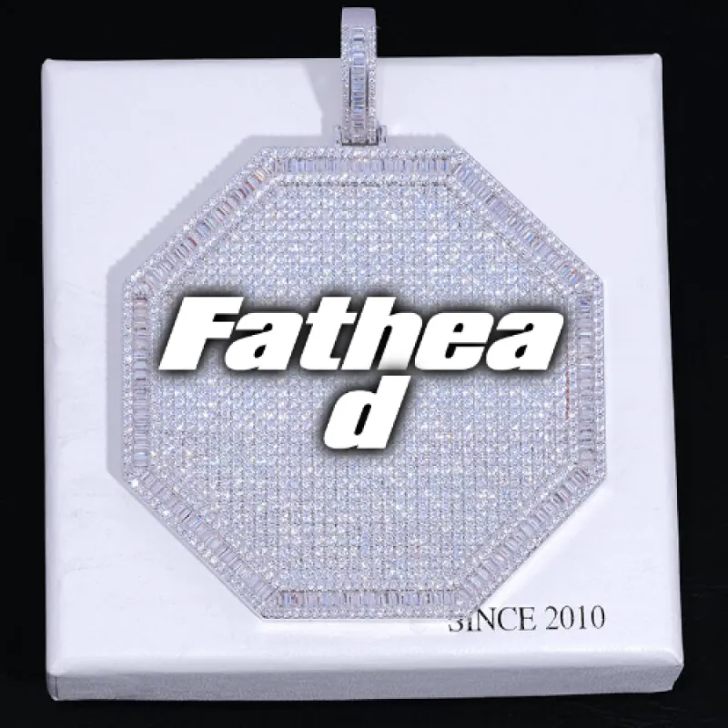 CUSTOM LETTER NECKLACE 3D BIG OCTAGON sold by The GUU Shop