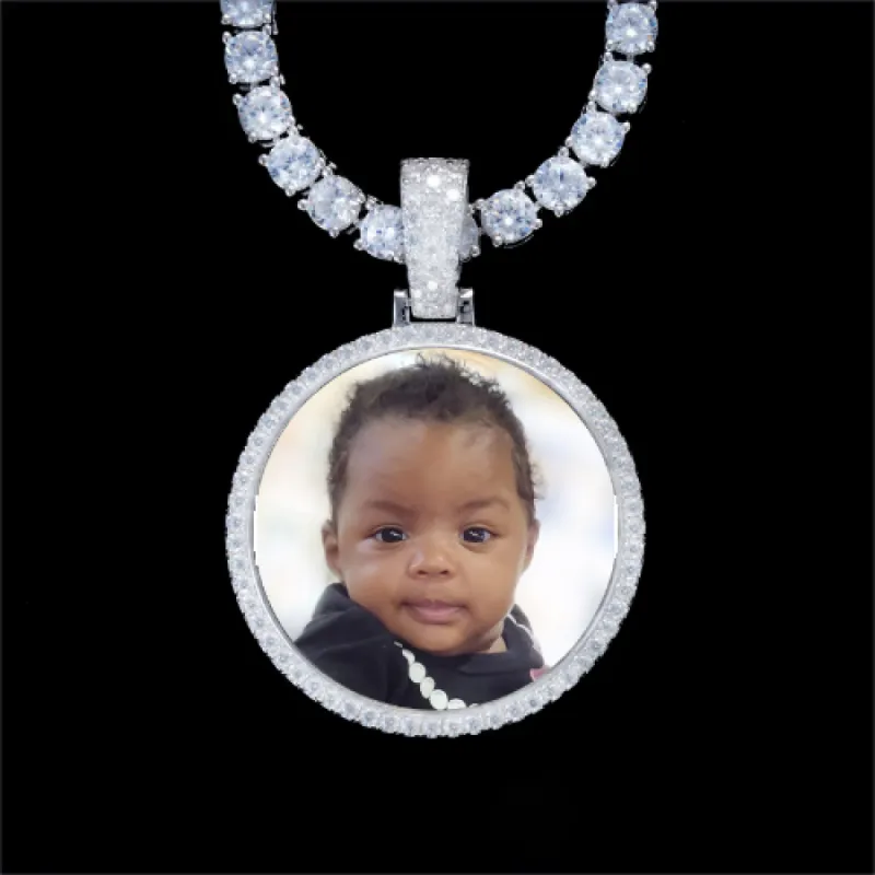 925S & VVS Moissanite 3D Circle Custom Picture Pendant sold by The GUU Shop