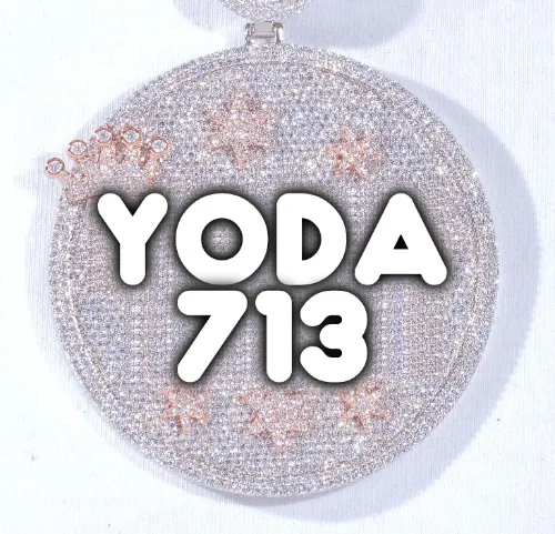 CUSTOM LETTER NECKLACE 3D BIG CROWN DISC sold by The GUU Shop