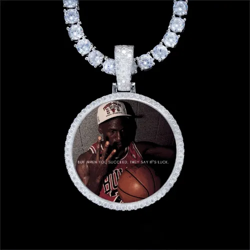 925S & VVS Moissanite 3D Circle Custom Picture Pendant sold by The GUU Shop