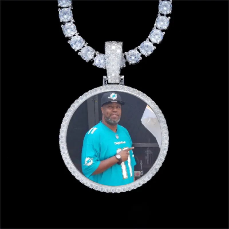 925S & VVS Moissanite 3D Circle Custom Picture Pendant sold by The GUU Shop