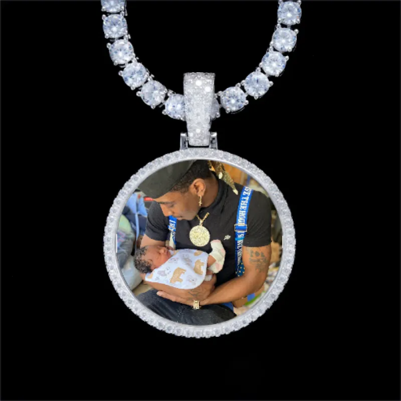 925S & VVS Moissanite 3D Circle Custom Picture Pendant sold by The GUU Shop