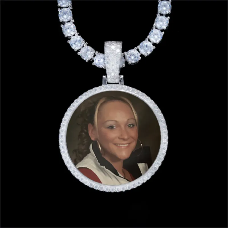 925S & VVS Moissanite 3D Circle Custom Picture Pendant sold by The GUU Shop