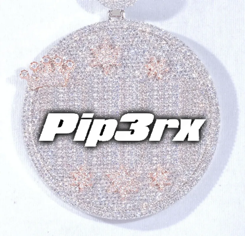 CUSTOM LETTER NECKLACE 3D BIG CROWN DISC sold by The GUU Shop