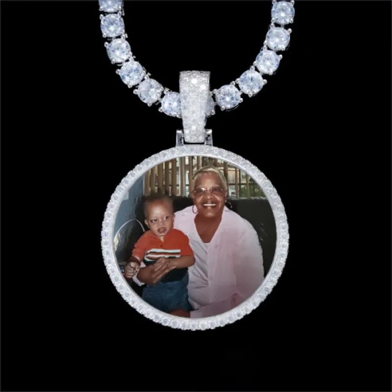 925S & VVS Moissanite 3D Circle Custom Picture Pendant sold by The GUU Shop