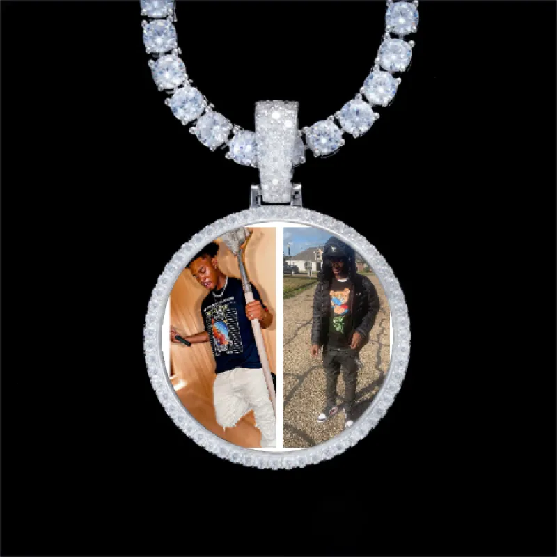 925S & VVS Moissanite 3D Circle Custom Picture Pendant made by The GUU Shop