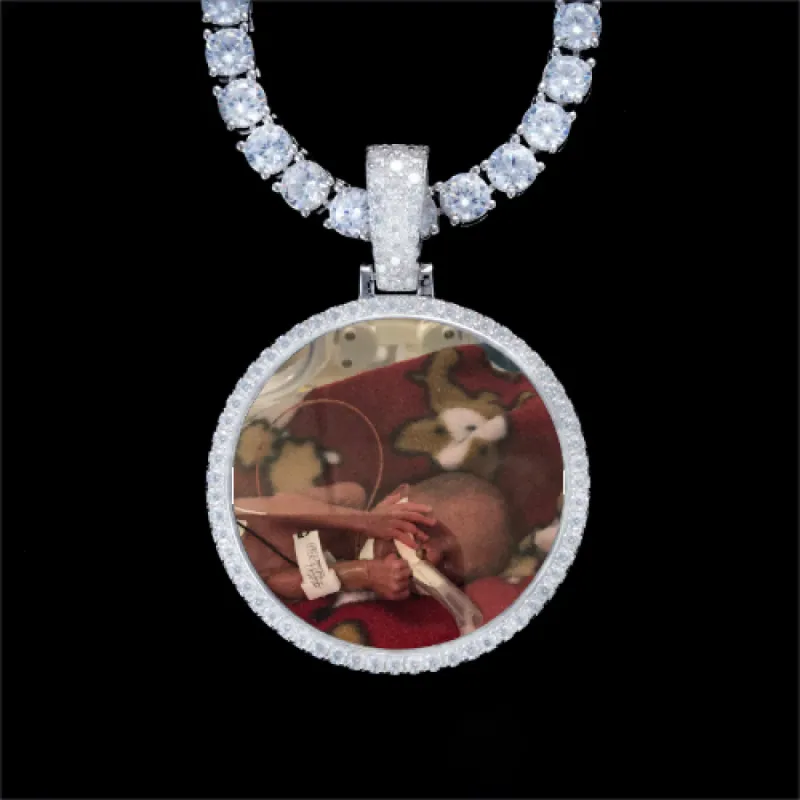 925S & VVS Moissanite 3D Circle Custom Picture Pendant sold by The GUU Shop