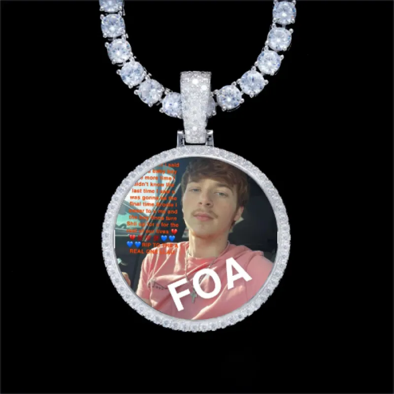 925S & VVS Moissanite 3D Circle Custom Picture Pendant sold by The GUU Shop