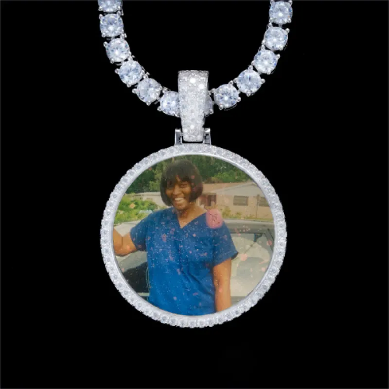 925S & VVS Moissanite 3D Circle Custom Picture Pendant sold by The GUU Shop