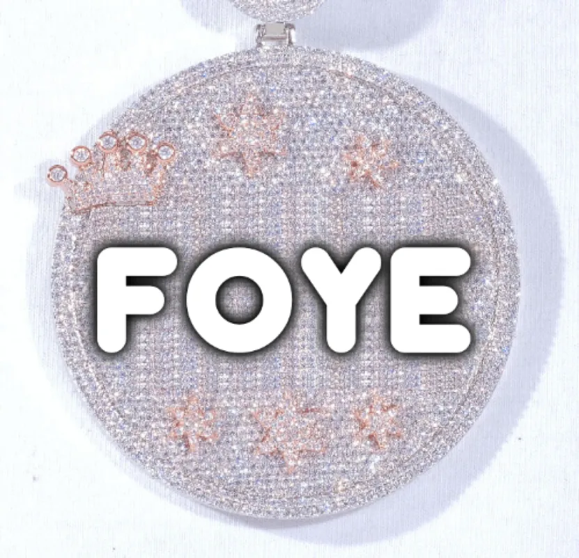 CUSTOM LETTER NECKLACE 3D BIG CROWN DISC sold by The GUU Shop