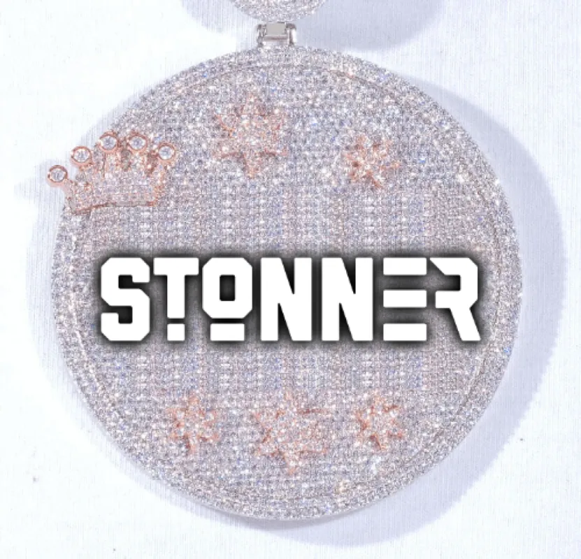 CUSTOM LETTER NECKLACE 3D BIG CROWN DISC sold by The GUU Shop