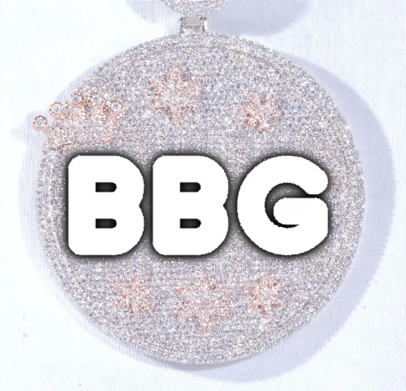 CUSTOM LETTER NECKLACE 3D BIG CROWN DISC sold by The GUU Shop