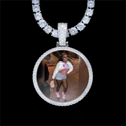 925S & VVS Moissanite 3D Circle Custom Picture Pendant sold by The GUU Shop
