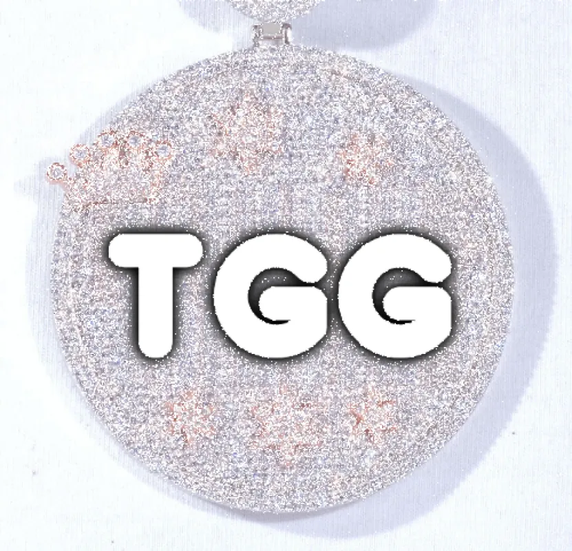 CUSTOM LETTER NECKLACE 3D BIG CROWN DISC sold by The GUU Shop