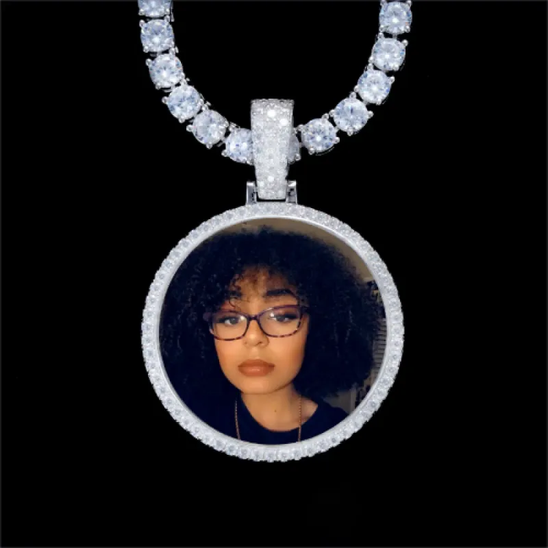925S & VVS Moissanite 3D Circle Custom Picture Pendant sold by The GUU Shop