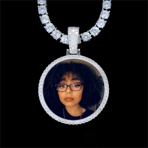 925S & VVS Moissanite 3D Circle Custom Picture Pendant sold by The GUU Shop
