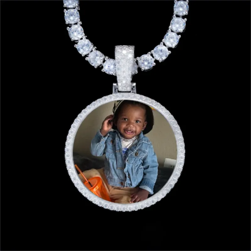 925S & VVS Moissanite 3D Circle Custom Picture Pendant sold by The GUU Shop