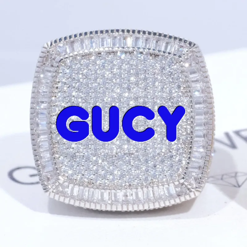 CUSTOM LETTER 3D ICED RING sold by The GUU Shop