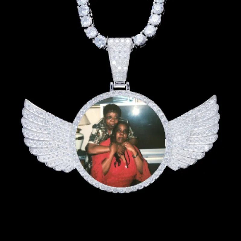925S & VVS Moissanite 3D Wing Custom Picture Pendant sold by The GUU Shop