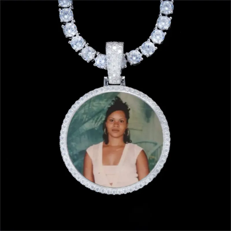 925S & VVS Moissanite 3D Circle Custom Picture Pendant sold by The GUU Shop