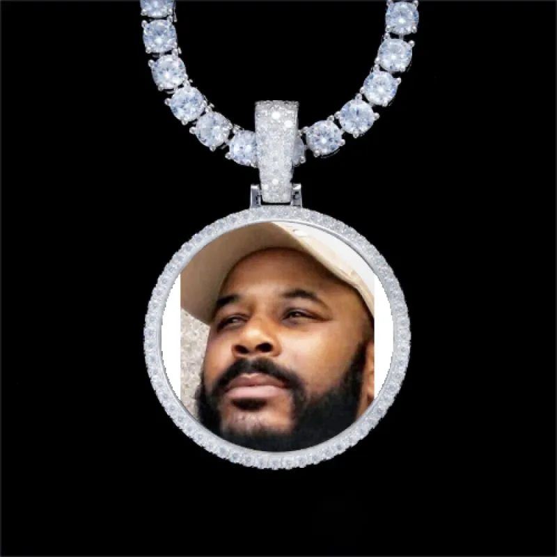 925S & VVS Moissanite 3D Circle Custom Picture Pendant sold by The GUU Shop