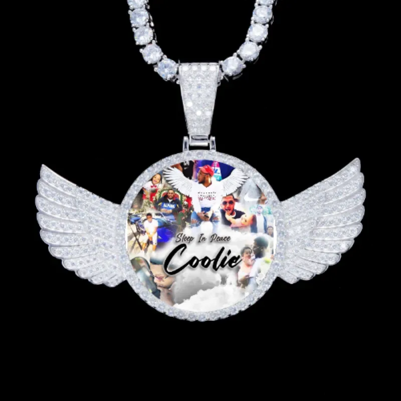 925S & VVS Moissanite 3D Wing Custom Picture Pendant sold by The GUU Shop