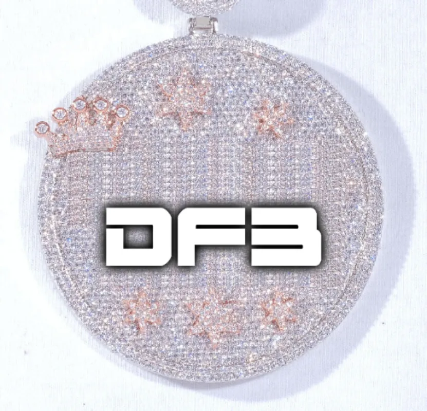 CUSTOM LETTER NECKLACE 3D BIG CROWN DISC sold by The GUU Shop