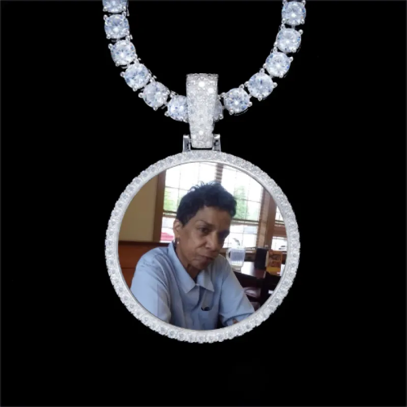925S & VVS Moissanite 3D Circle Custom Picture Pendant sold by The GUU Shop