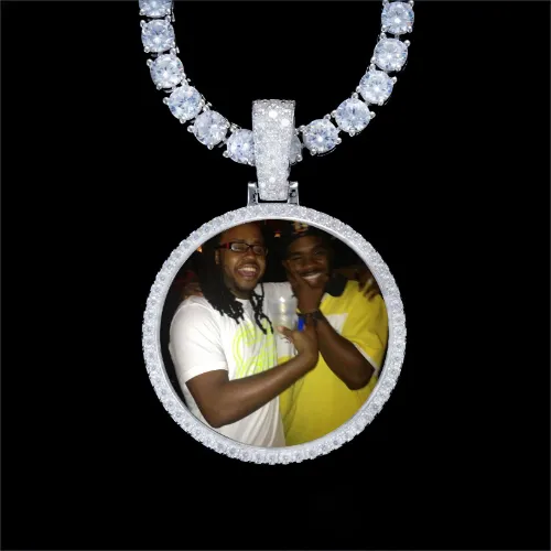 925S & VVS Moissanite 3D Circle Custom Picture Pendant sold by The GUU Shop