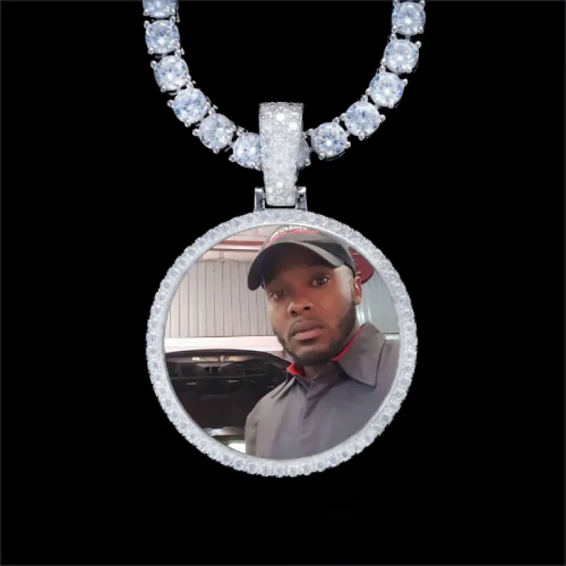 925S & VVS Moissanite 3D Circle Custom Picture Pendant sold by The GUU Shop