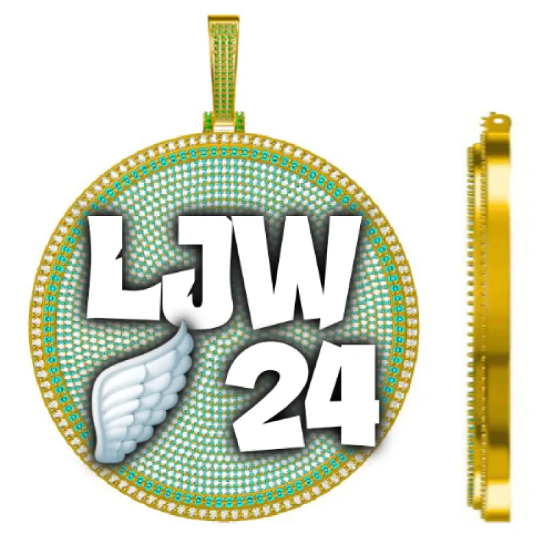 CUSTOM LETTER NECKLACE 3D BIG DISC sold by The GUU Shop