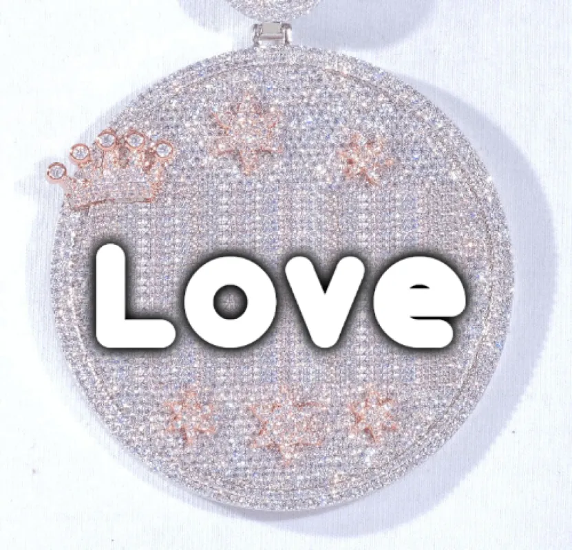 CUSTOM LETTER NECKLACE 3D BIG CROWN DISC sold by The GUU Shop