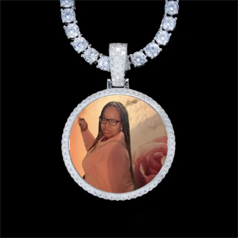 925S & VVS Moissanite 3D Circle Custom Picture Pendant sold by The GUU Shop